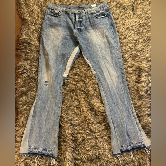 MNML FLARE JEANS DISTRESS SZ 36 light wash Stack - Picture 1 of 4